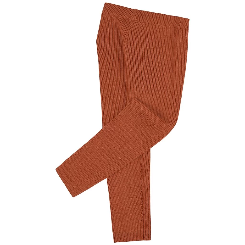 Rib-knit Pants Rust 4 Rib-knit Pants Rust - Image 2