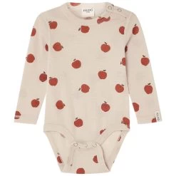 Brisbane Printed Wool Baby Body Foggy White Apple
