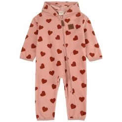 Northpole Recycled Heart Printed Fleece Coverall Woody Rose
