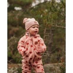 Northpole Recycled Heart Printed Fleece Coverall Woody Rose -Childrens Fashion Discount Store 1024x1024 542